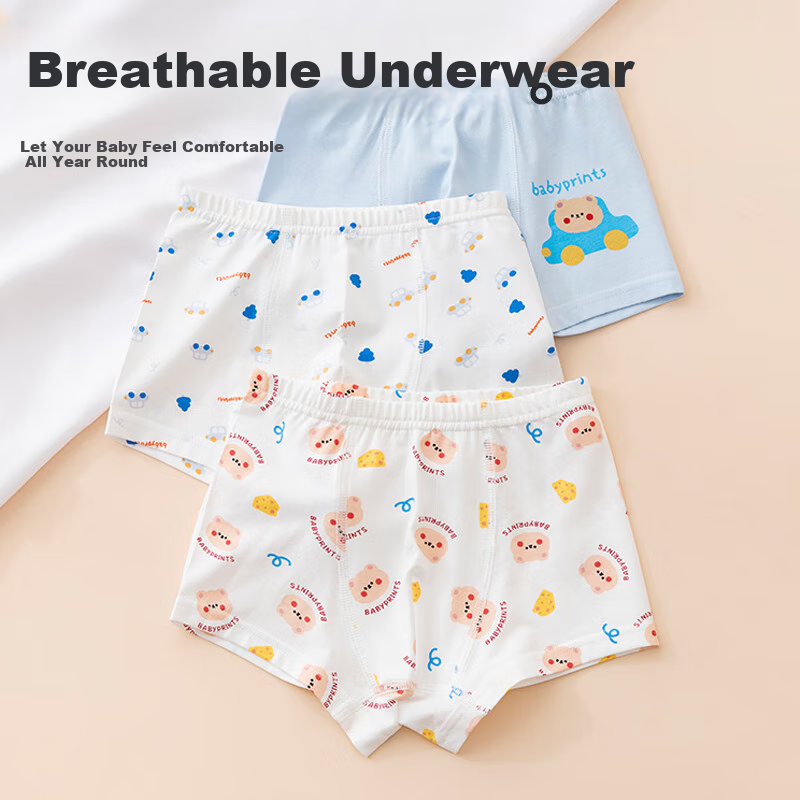 Babyprints Boys' Briefs 3-Pack Kids Underwear Boys' Boxer Briefs Little Boys' Fo...