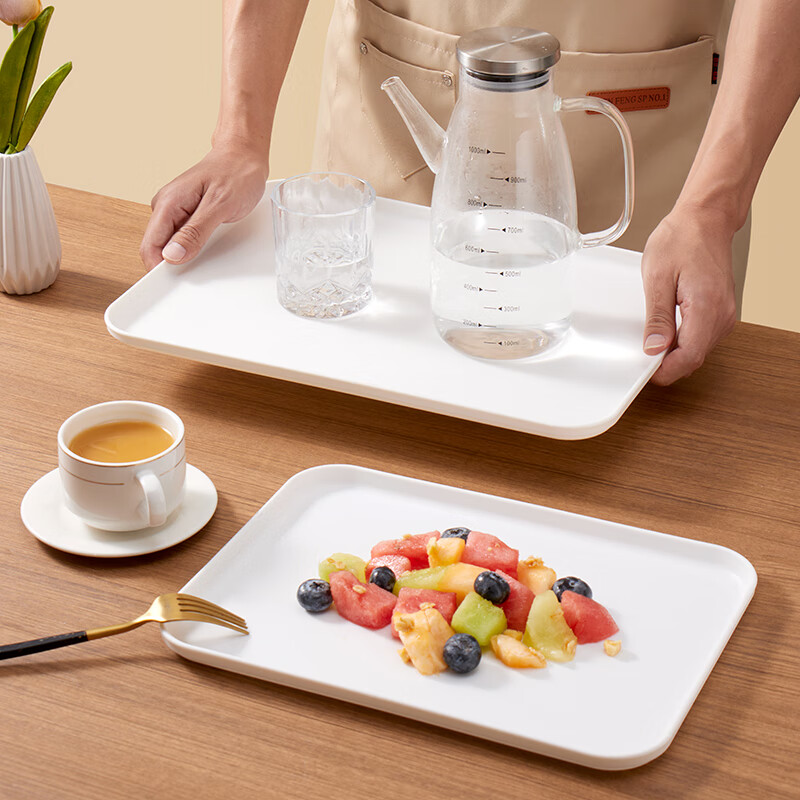Baijie Rectangular Fruit Tray, Tea Tray, Household Fruit Plate, Breakfast Plate,...