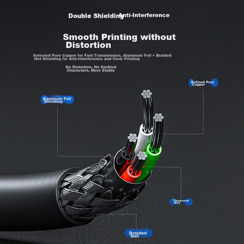 Beilifang Printer Data Cable, USB2.0AM/BM Square Connector, High-Speed Printing...