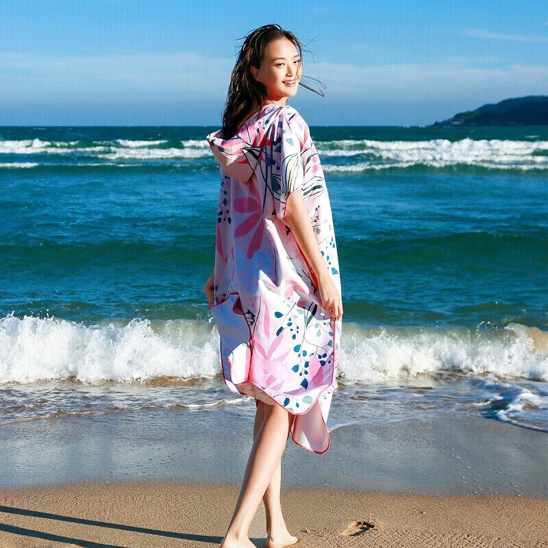 Babi Bathrobe, Swimming Towel, Portable Changing Cloak, Wearable Bath Towel, Wom...