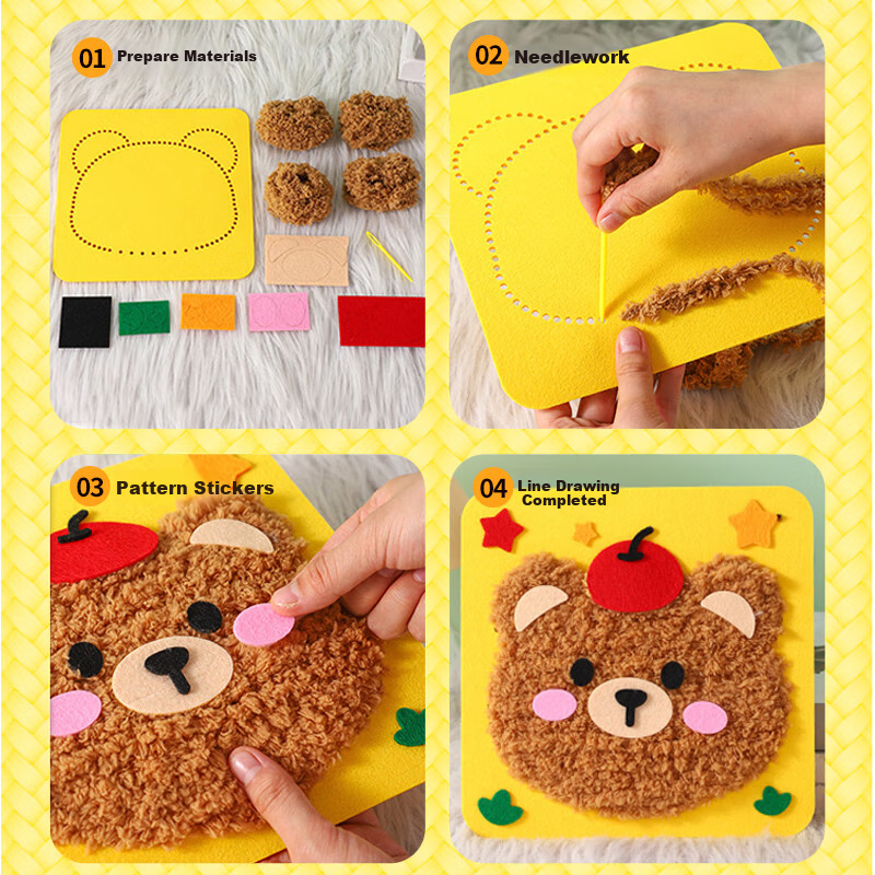 Bailishuang Animal Poke Fun Handmade Wool Painting Embroidery Children's Cartoon...