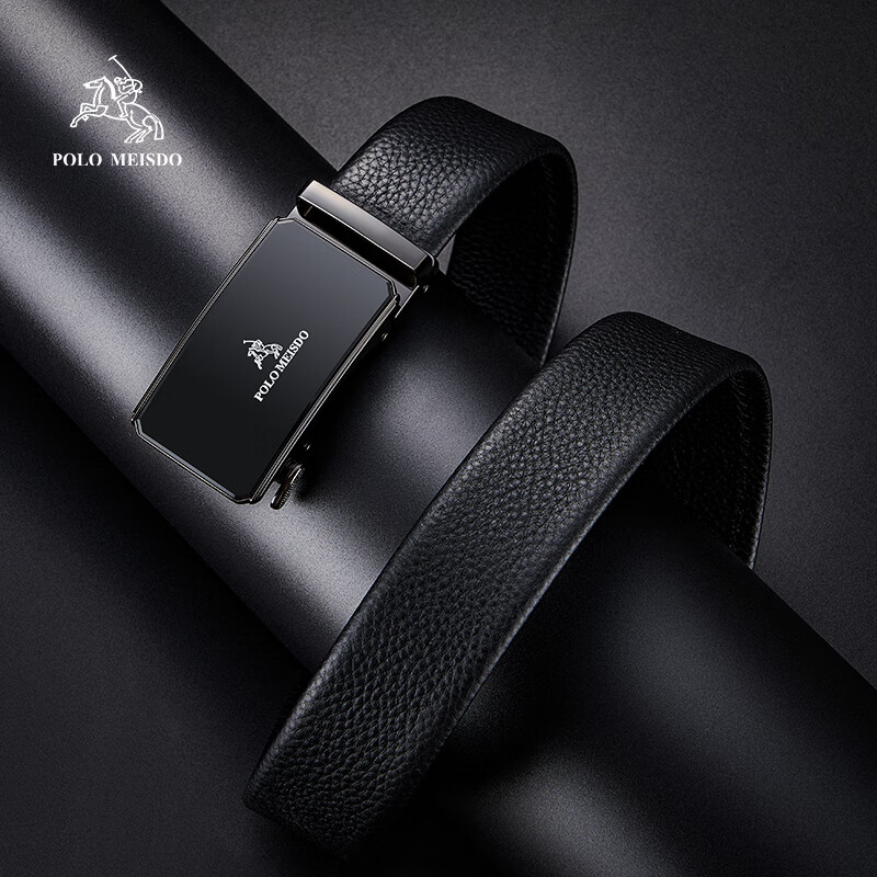 POLOMEISDO Men's Genuine Leather Automatic Buckle Belt JD Self-operated Belt Bir...