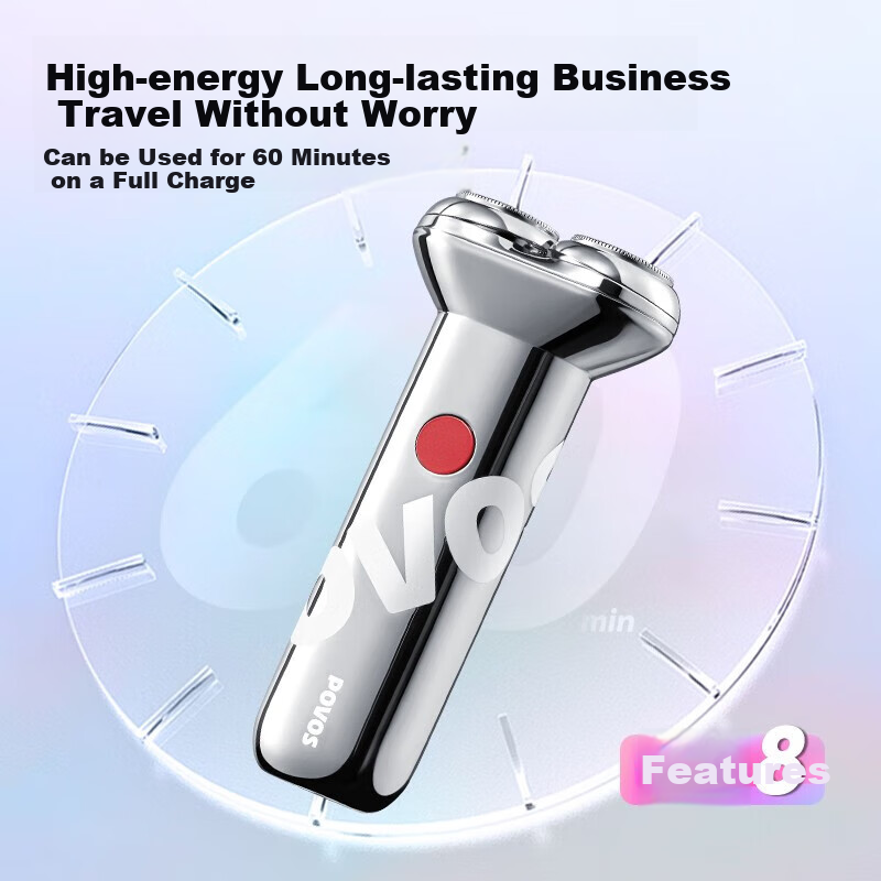 POVOS Electric Shaver Razor Mini Portable Full Body Alloy Body Washable Fast Cha...