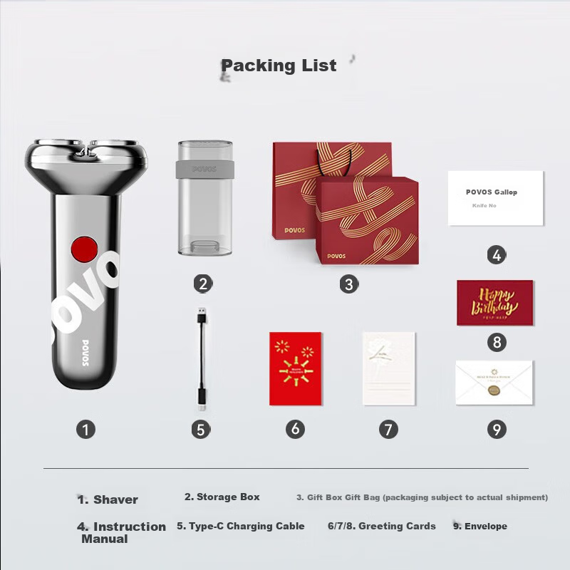 POVOS Electric Shaver Razor Mini Portable Full Body Alloy Body Washable Fast Cha...