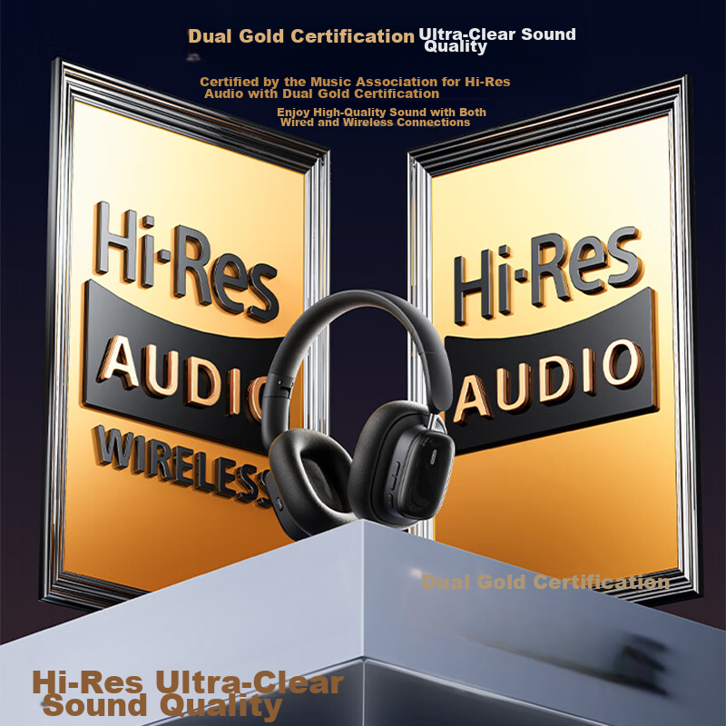 Baseus H1i Dual Gold Edition Over-Ear Bluetooth Headphones, Active Noise Cancell...