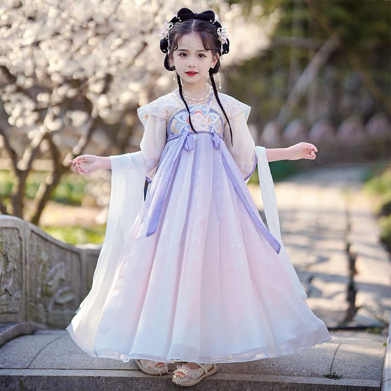 Anni You'er Hanfu Girls' Dress, Tang Dynasty Style, Fairy-Like Ancient Costume,...