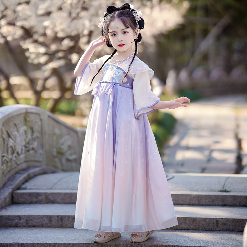 Anni You'er Hanfu Girls' Dress, Tang Dynasty Style, Fairy-Like Ancient Costume,...
