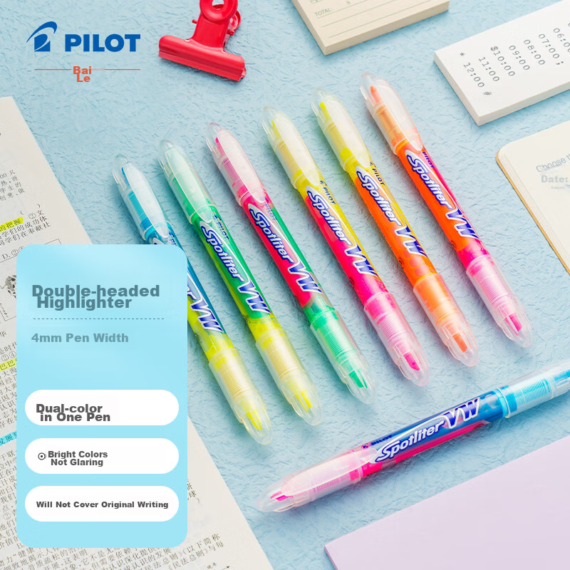 PILOT Dual-Tip Marker Pen, Straight Liquid Fluorescent Pen, Student Stationery,...