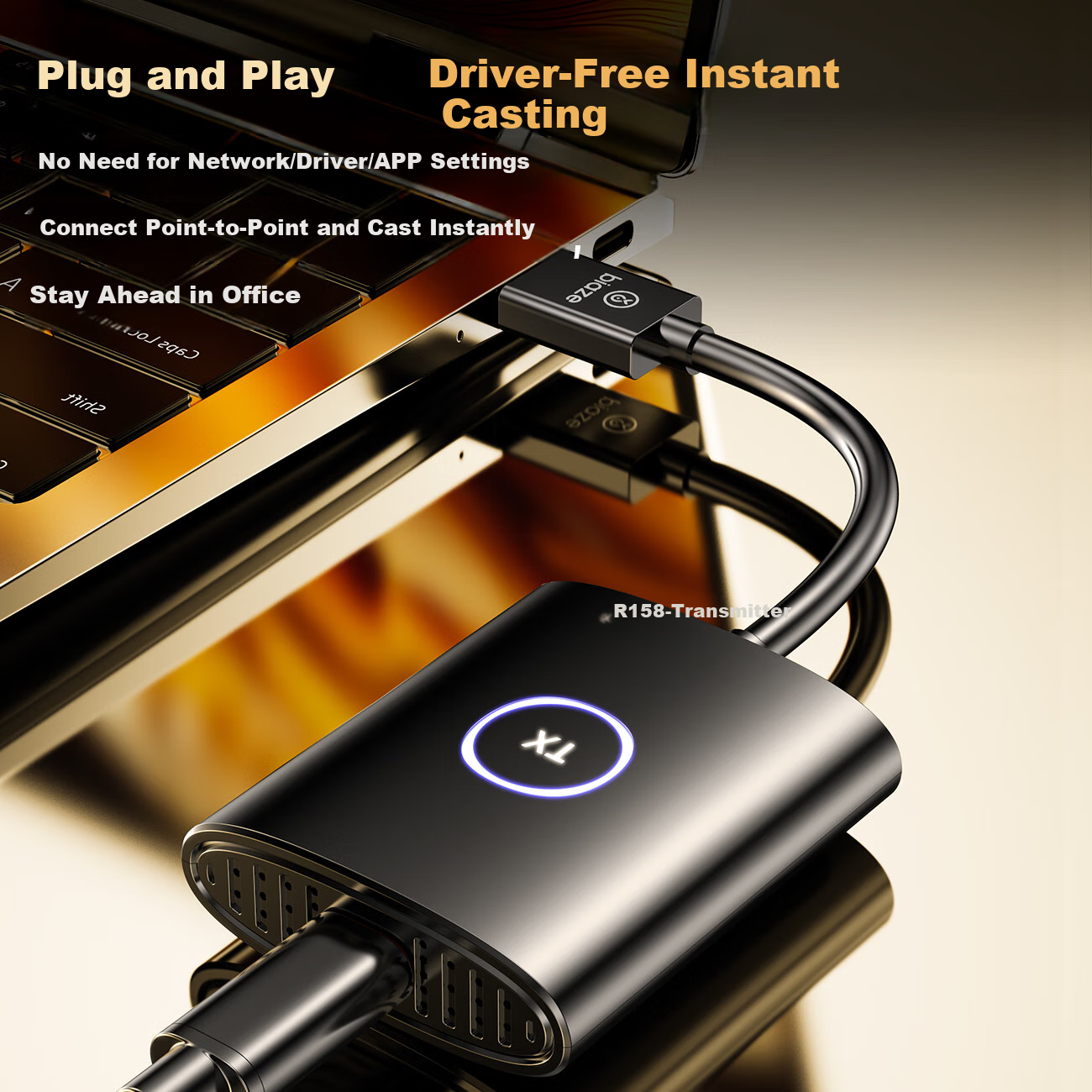 BIAZE HDMI Wireless Screen Mirroring Device for High Definition Meetings, Compat...