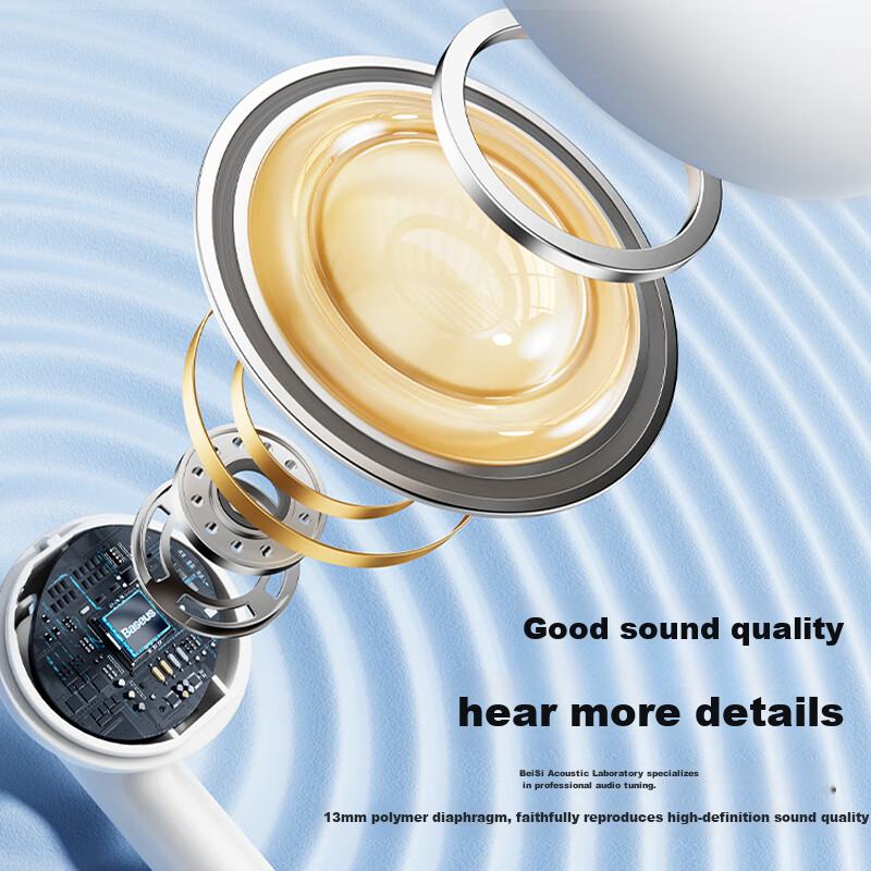 Baseus W04 Upgraded 2025 Version, True Wireless Bluetooth Earphones, Semi-In Cal...