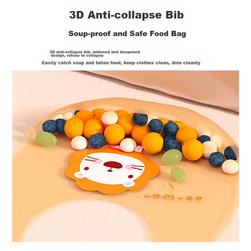 Baoshi Bib, Baby Feeding Bib, Children's Apron, 3D Seamless Silicone Bib, Little...