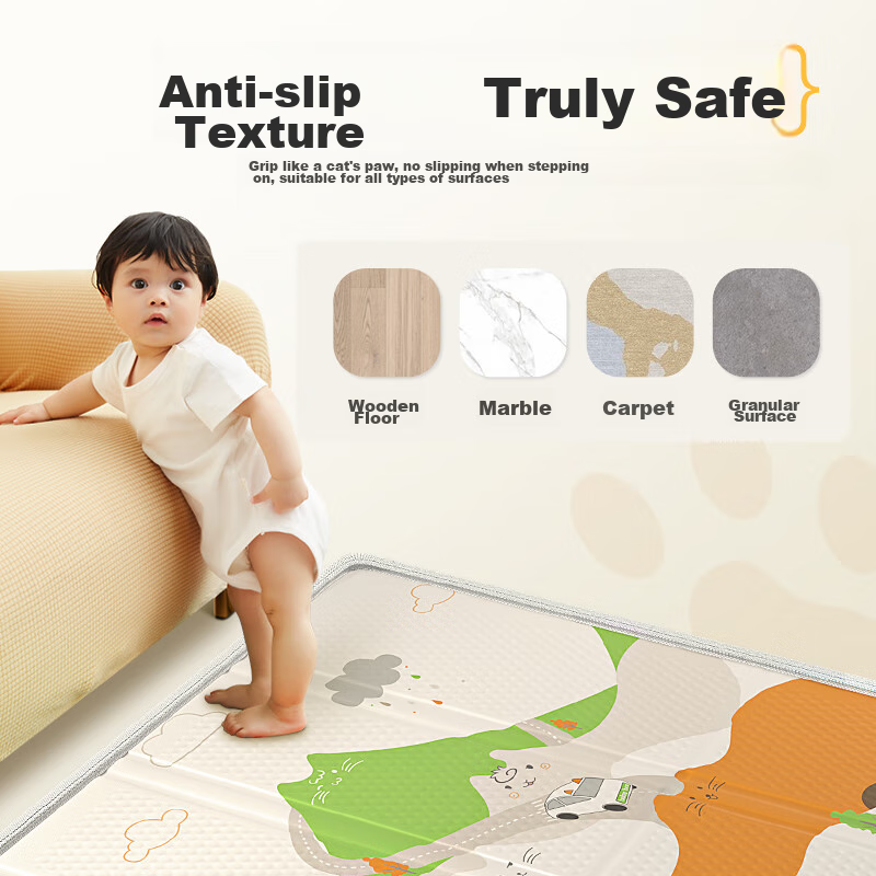 Babybox Cat Paw Mat Crawling Mat XPE, Baby Crawling Mat, Double-Sided Thickened...