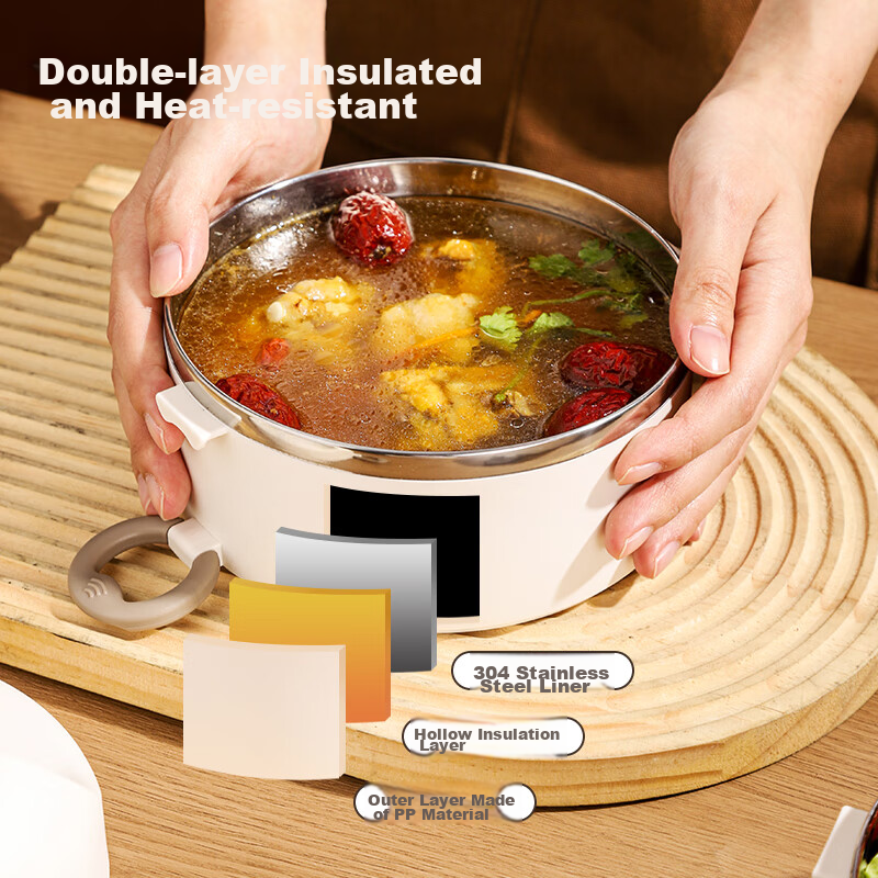 Beisesi Stainless Steel Insulated Lunch Box with Dividers, Three-Layer Food Cont...