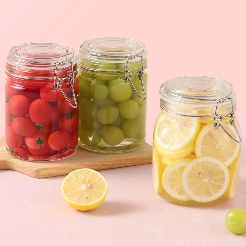 Baijie Glass Storage Jars Set of 3, Kitchen Pickle Jars, Honey Jars, Food Storag...