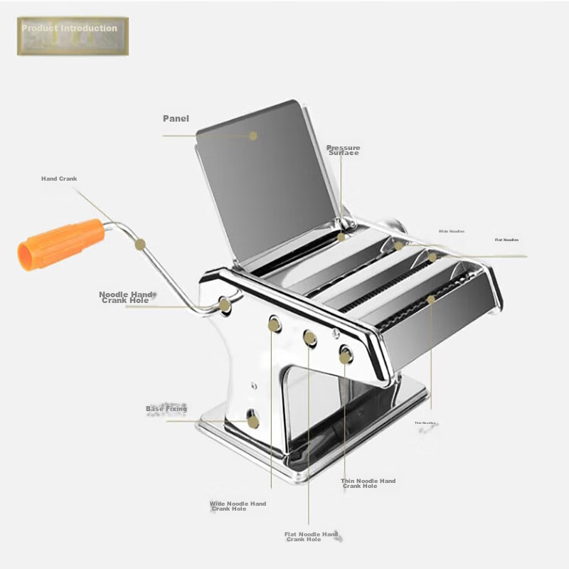 Baijie Stainless Steel Household Hand-Operated Noodle Maker, Dumpling Maker, Man...