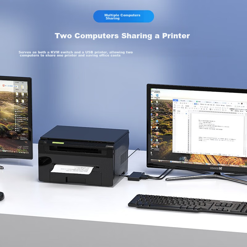 Biaze HDMI KVM Switch 2-In 2.0 Version, 2-In 4K HD, Keyboard Mouse Printer Shari...