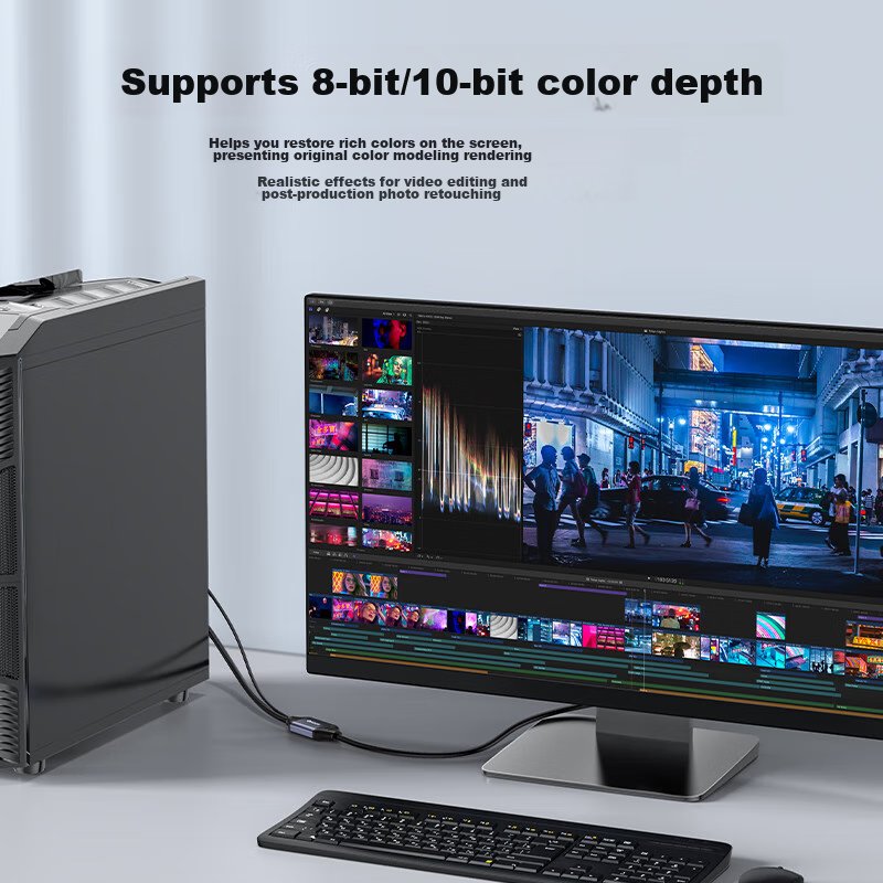 Biaze HDMI 2.1 to DP 1.4 Converter Cable, 2 Meters, 8K/60Hz Displayport Male Vid...