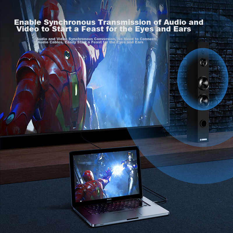 Biaze HDMI 2.1 to DP 1.4 Converter Cable, 2 Meters, 8K/60Hz Displayport Male Vid...