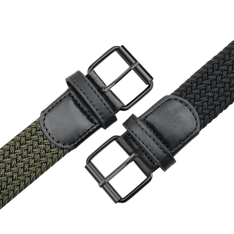 Half Cigarette Canvas Belt for Men, Elastic Waistband, No Holes, No Drilling Req...