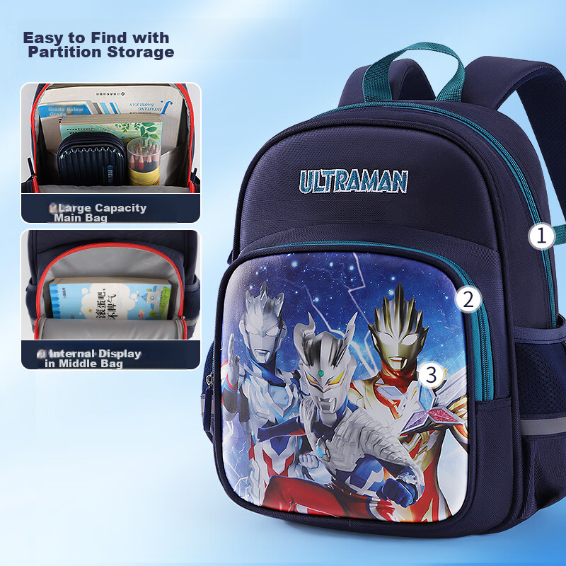 Ultraman Elementary School Backpack for Grades 1-6, Lightweight Spine-Protecting...