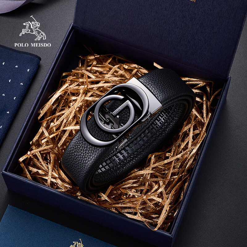 POLOMEISDO Men's Leather Belt Men's Automatic Buckle JD Self-operated Birthday N...