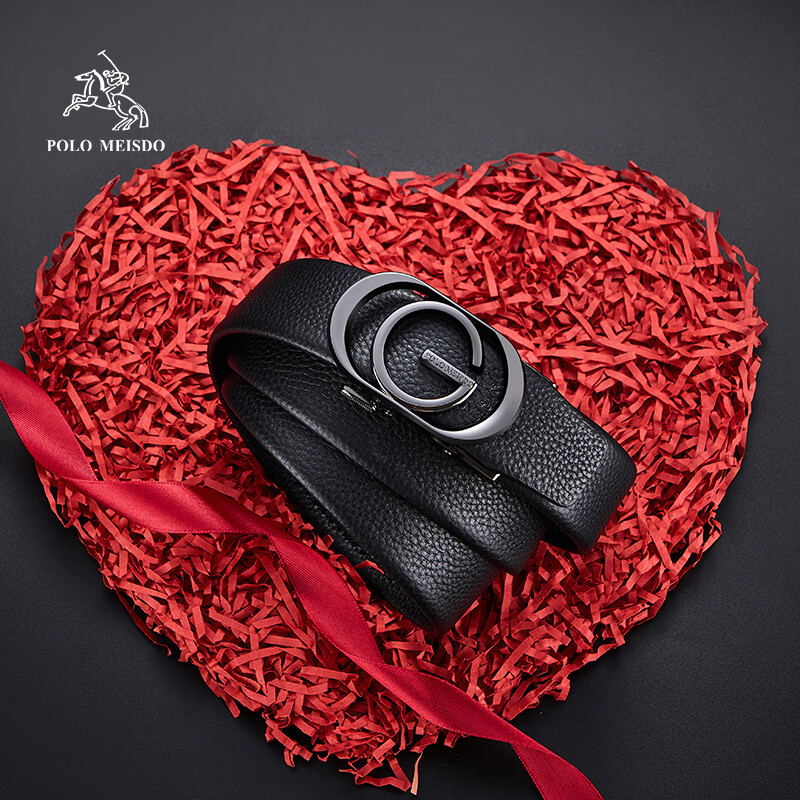 POLOMEISDO Men's Leather Belt Men's Automatic Buckle JD Self-operated Birthday N...