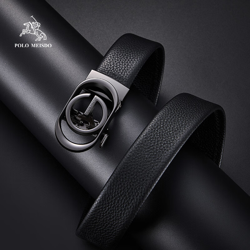 POLOMEISDO Men's Leather Belt Men's Automatic Buckle JD Self-operated Birthday N...