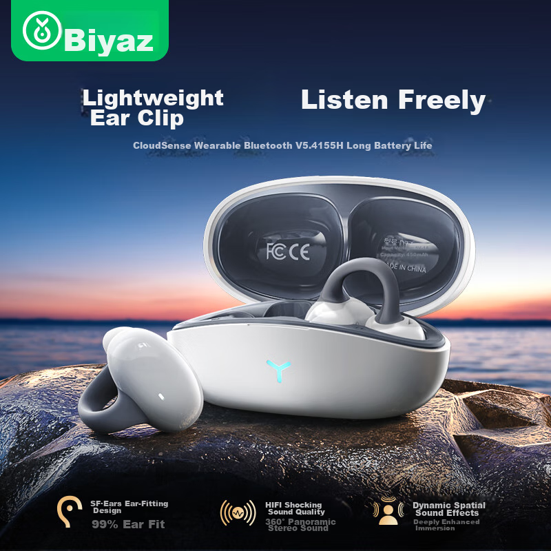 BIAZE Gift [Berlin Voice] Bone Conduction Concept Bluetooth Headphones, True Wir...