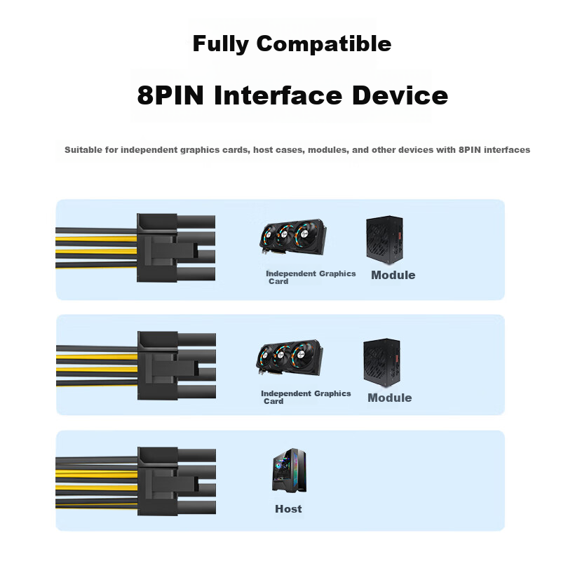 Beilifang Single Sata 15p to 8P Graphics Card Power Adapter Cable, 6PIN+2PIN Gra...