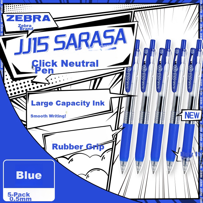 ZEBRA JJ15 Retractable Gel Pen, Signature Pen, 0.5mm Bullet Tip Gel Ink Pen, Stu...