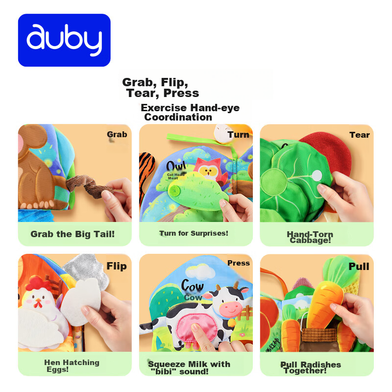 Auby Infant And Toddler Toy, Baby Early Education, Large Tail 3D Mechanism Cloth...