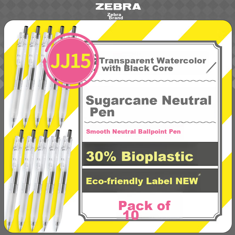 ZEBRA Bio Sugarcane Exam Pen 0.5mm Transparent Eco-friendly Sugarcane Shaft JJ15...