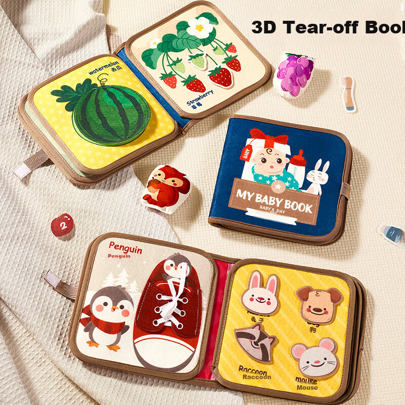 Bessnae Tear and Chew Baby Toy Fabric Book Quiet Hand Torn Book Early Education...