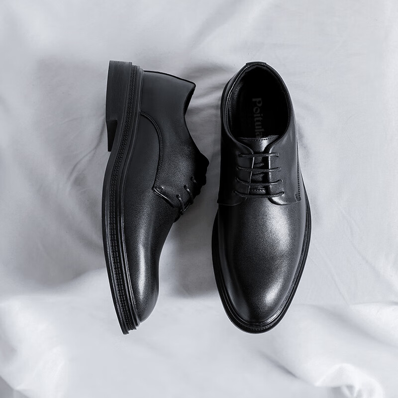 Poitulas Men's Lace-up Business Casual Shoes British Style All-match Thick-soled...