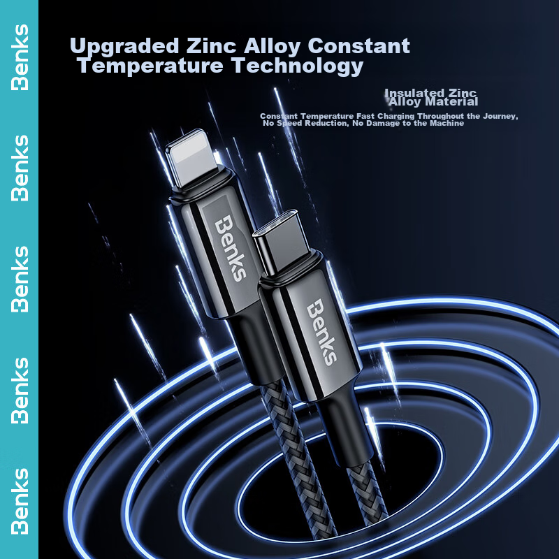 Benks Fast Charging Braided Cable Compatible with Apple Data Cables, Suitable fo...