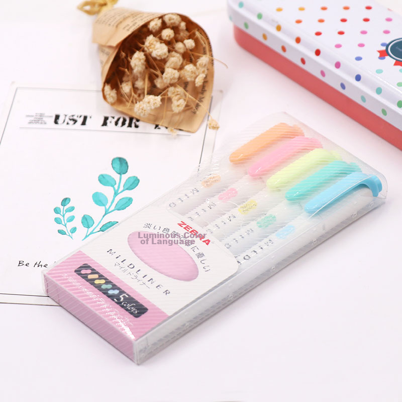 ZEBRA Double-Ended Soft Highlighter WKT7, 5-Color Set, Mildliner Series Single-C...