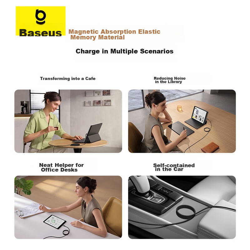 Baseus [Tungsten Gold] Series Magnetic Charging Cable, Apple Type-C Data Cable,...