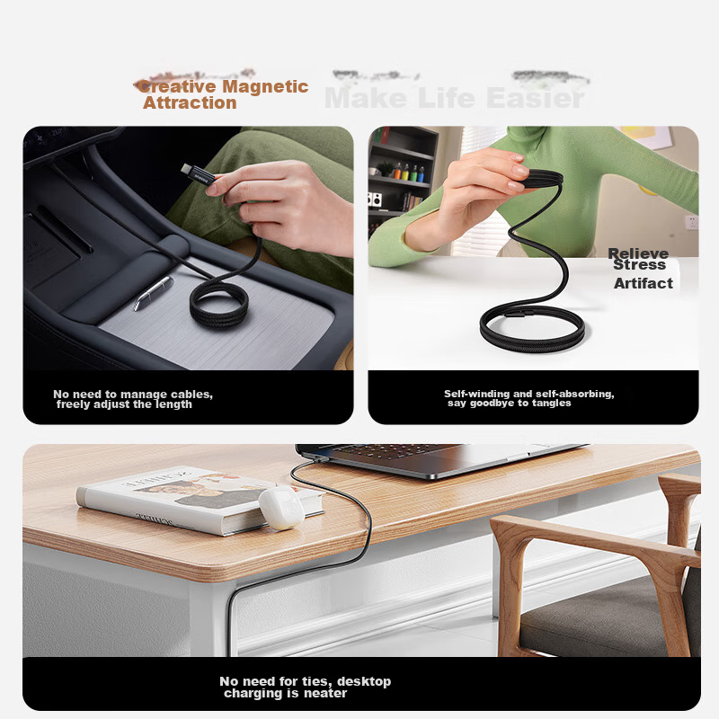 Baseus [Tungsten Gold] Series Magnetic Charging Cable, Apple Type-C Data Cable,...