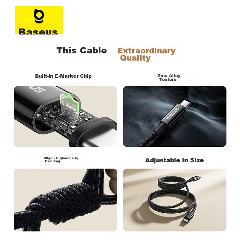 Baseus [Tungsten Gold] Series Magnetic Data Cable, Type-C Apple 15/16 Charging C...