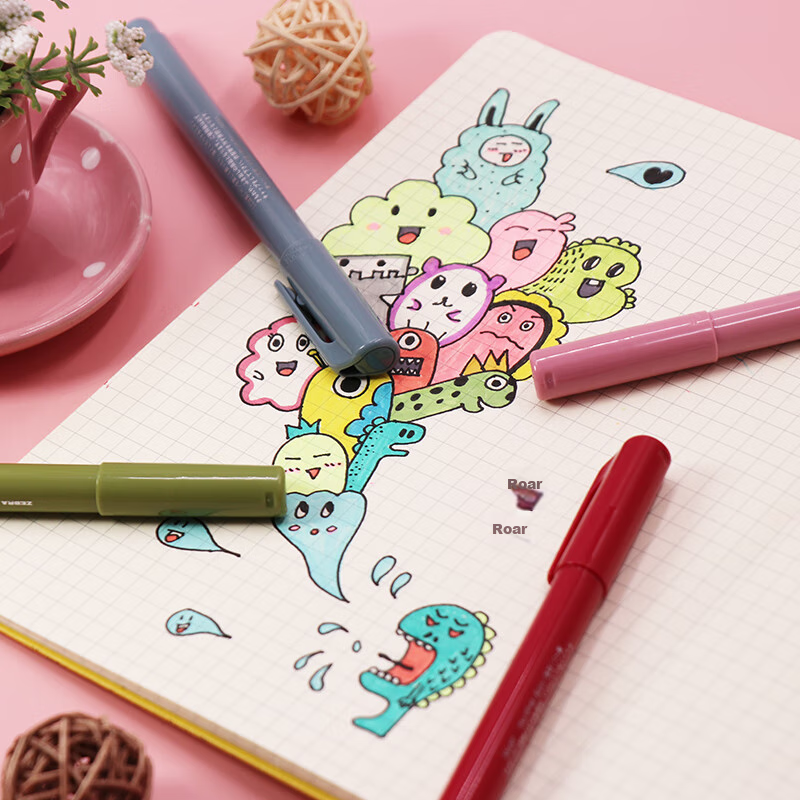 ZEBRA Mild Smoke Color Series Elegant Soft Pen for Students Brush Pen for Callig...