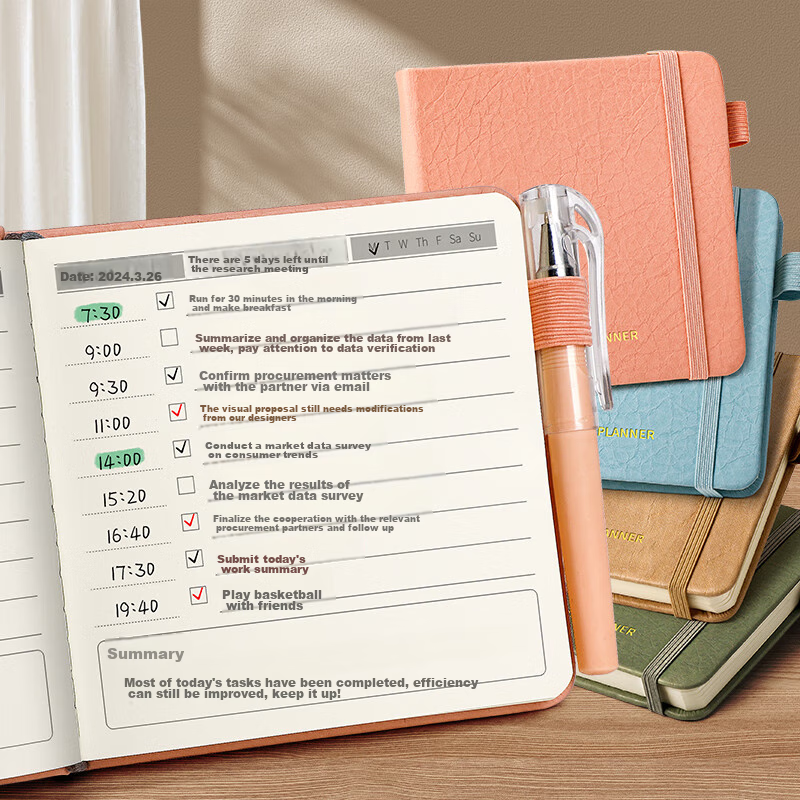 Baijinliren Square Daily Planner Todolist Notebook Self-Discipline Check-In Diar...