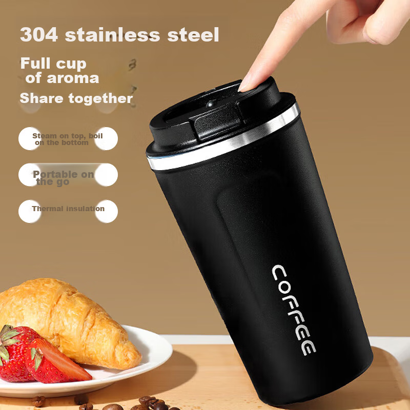 Baijie 304 Stainless Steel Coffee Mug, Double-Layer Insulated Cup with Lid, Hot...
