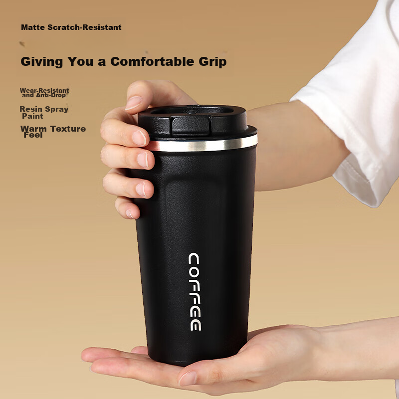 Baijie 304 Stainless Steel Coffee Mug, Double-Layer Insulated Cup with Lid, Hot...
