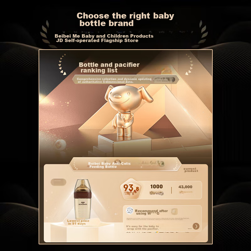 Beinimei Newborn Anti-Colic Bottle, 0-1 Month Infant Breast-Like Nipple, 0-3 Mon...