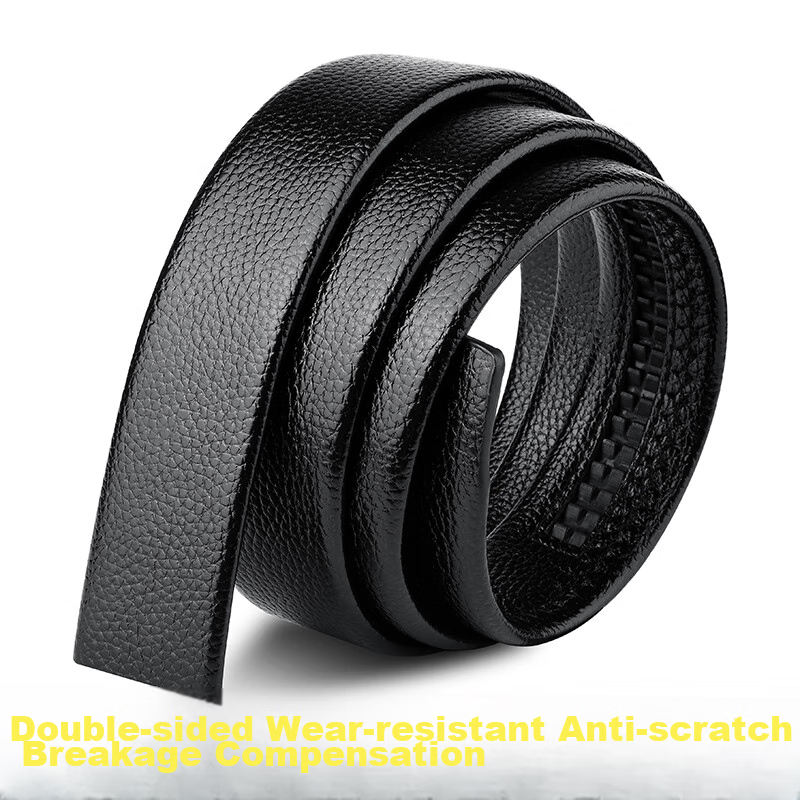 Half Cigarette Leather Belt for Men, Business Automatic Buckle Waist Belt, Headl...