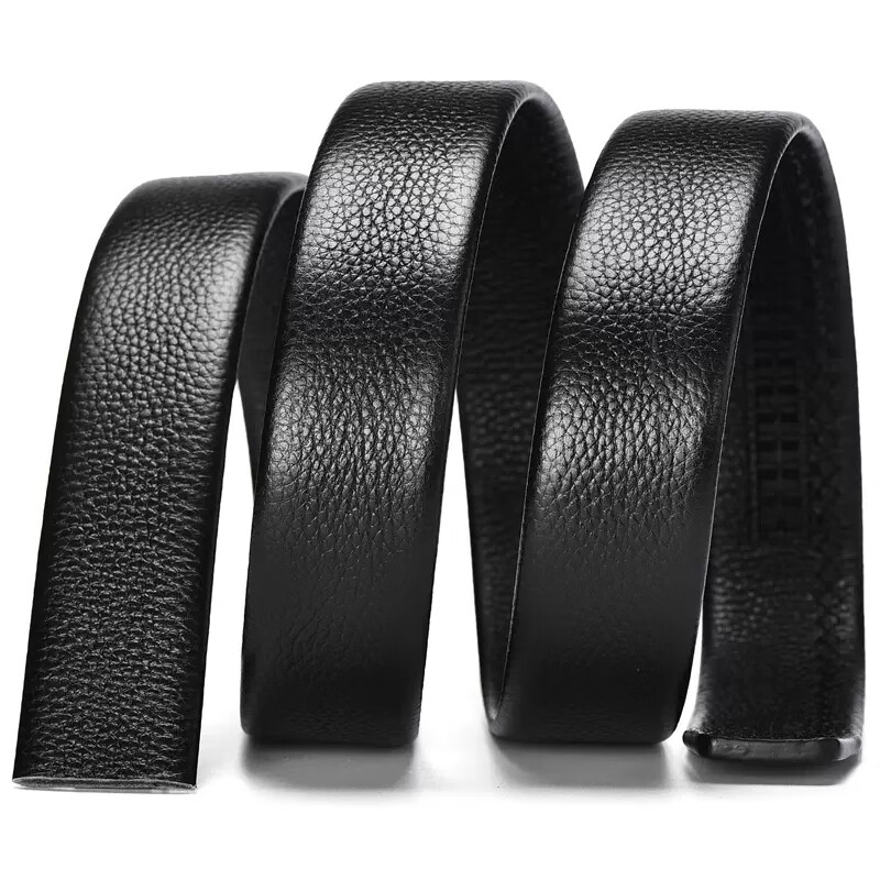 Half Cigarette Leather Belt for Men, Business Automatic Buckle Waist Belt, Headl...