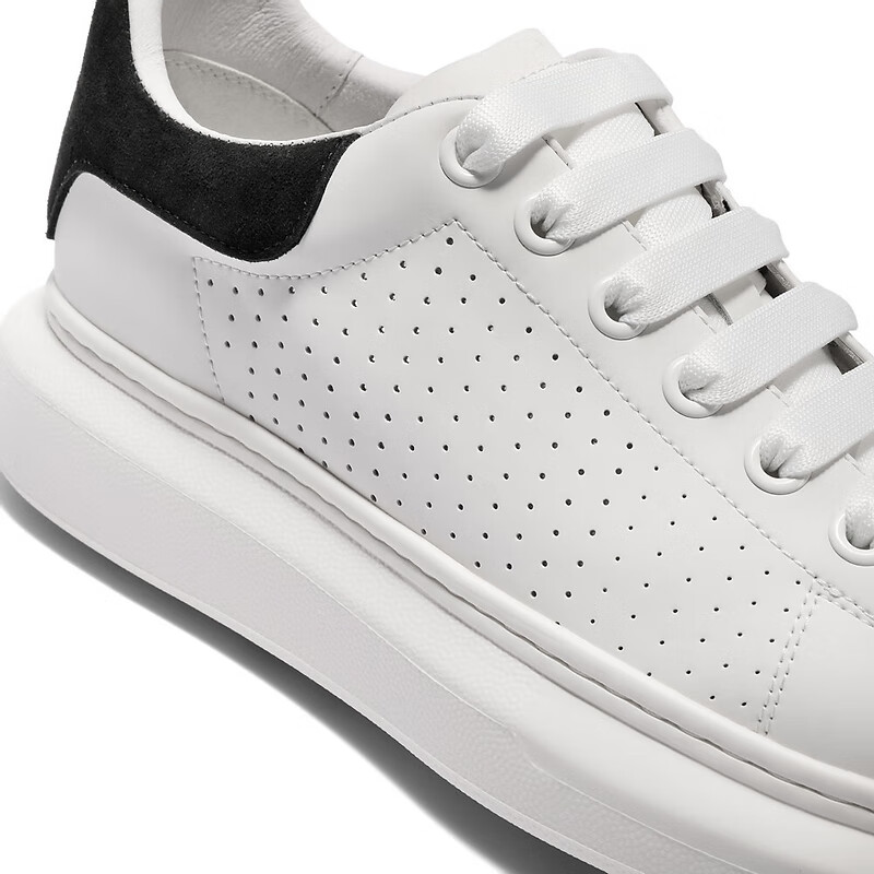 Belle Contrasting Color White Sneakers for Men, Cowhide Comfortable Thick-Soled...