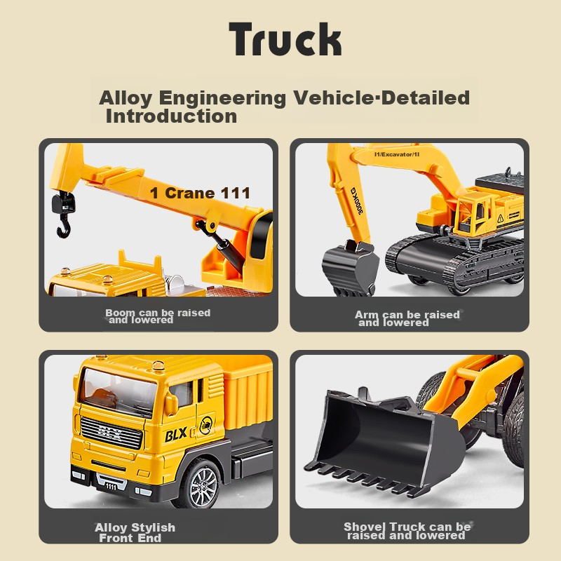 Baolexing Children's Toy Car Model, Alloy Car Body, Boys' Excavator Engineering...