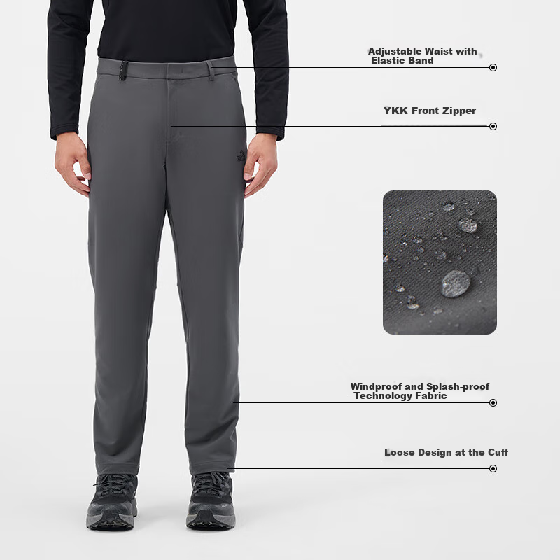 Pelliot Outdoor Softshell Pants Men Warm High Elastic Fleece Windproof Water Rep...