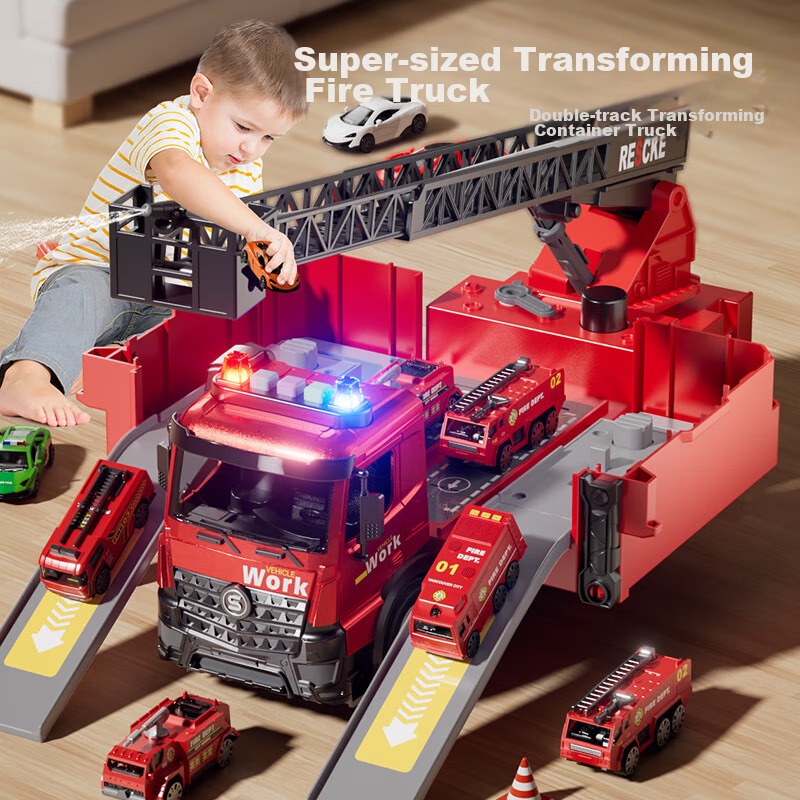Beibi Children's Transforming Water-Spraying Fire Truck, Early Education Toy for...
